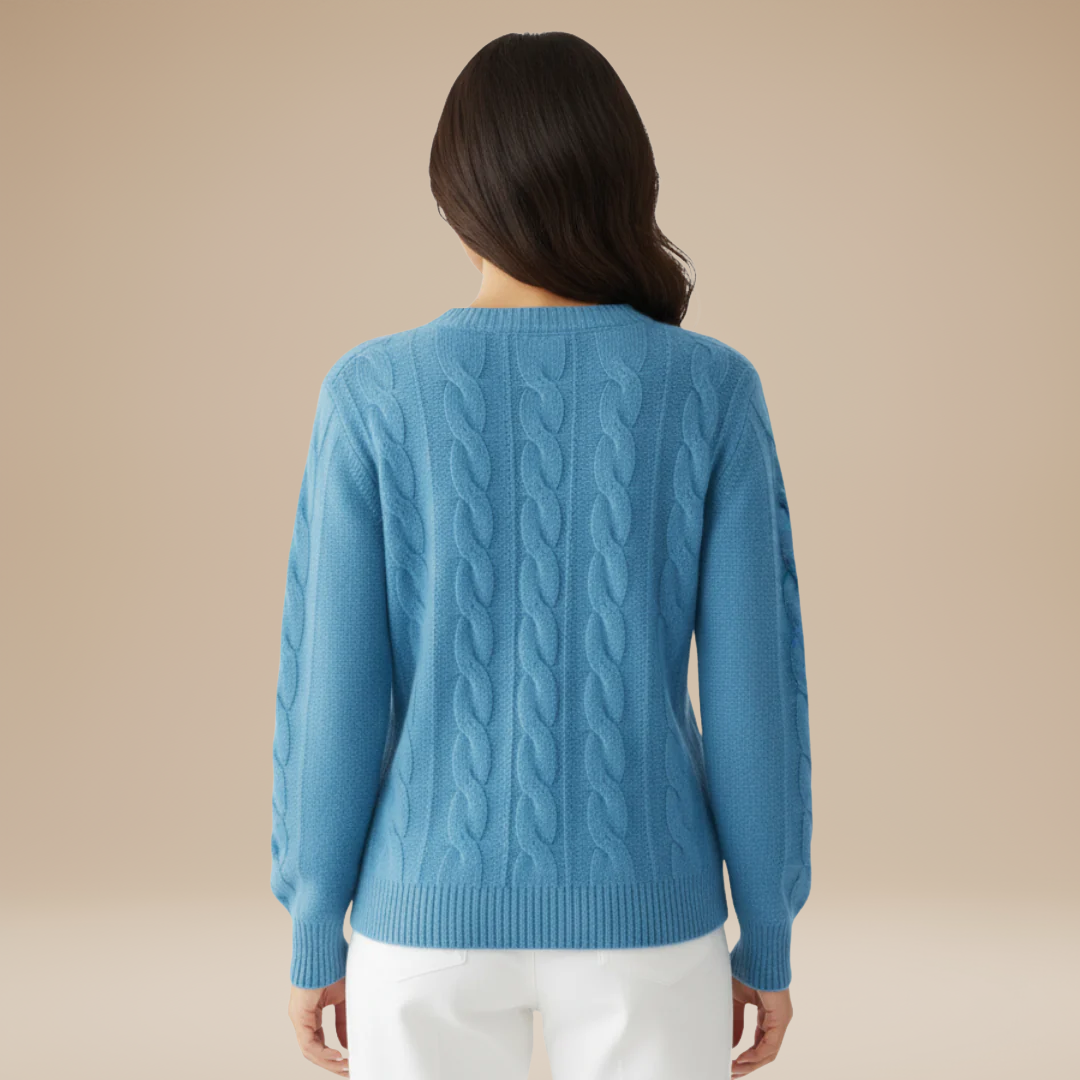 Chiara | Women's Crew Neck Cable Knit Sweater
