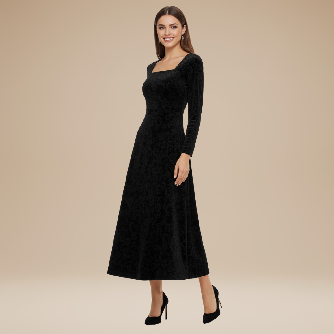 aaValeria | Abito Velluto Jacquard Donna Stile Regale