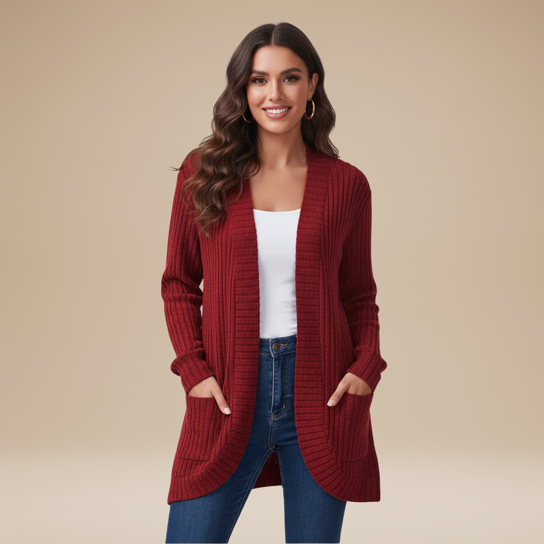 Cecilia | Cardigan Donna a Coste con Tasche