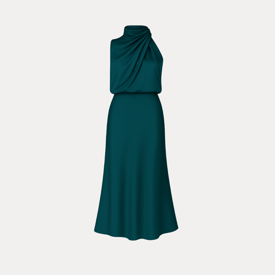 Carlotta | Long Dress with Draped Neckline