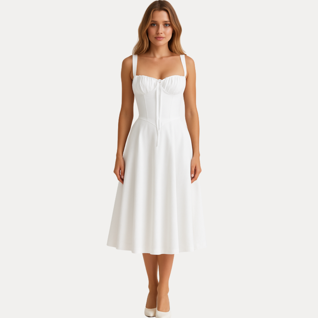 Lorenza | Abito Midi con Corpino Strutturato