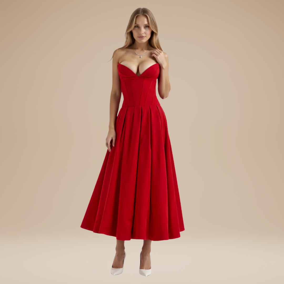 Rebecca | Midi Dress with Corset and Flared Skirt