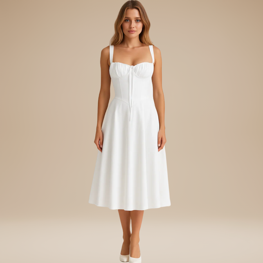 Lorenza | Midi Dress with Structured Bodice