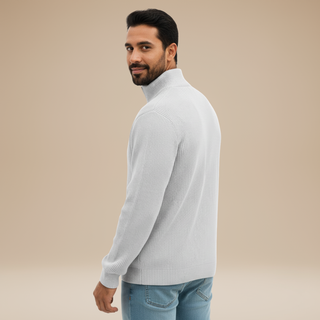 Mirko | Maglia Uomo con Mezza Zip e Trama a Rilievo
