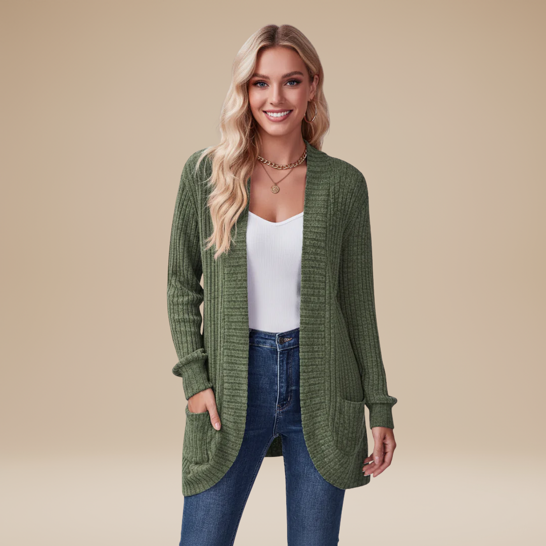 Cecilia | Cardigan Donna a Coste con Tasche