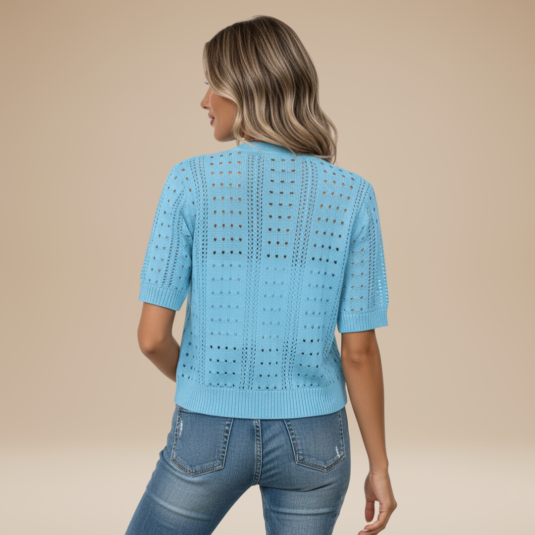 Gaia | Cardigan Donna Corto con Lavorazione Traforata