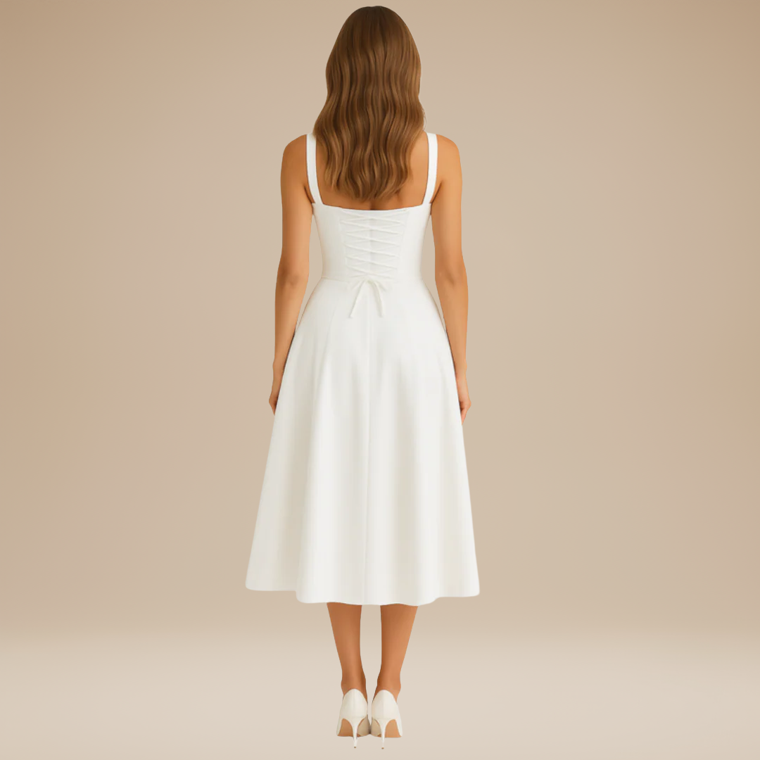Lorenza | Midi Dress with Structured Bodice