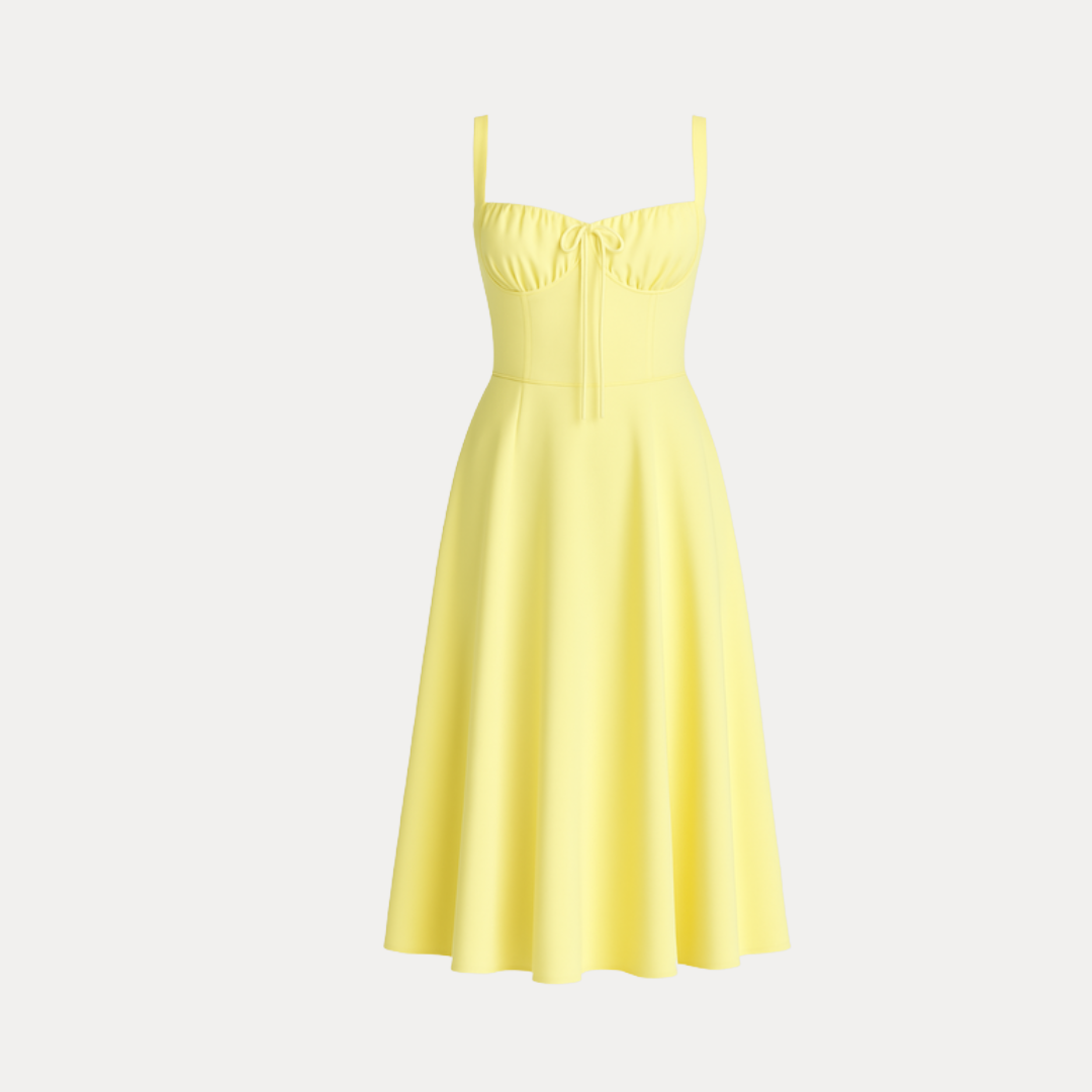 Lorenza | Midi Dress with Structured Bodice