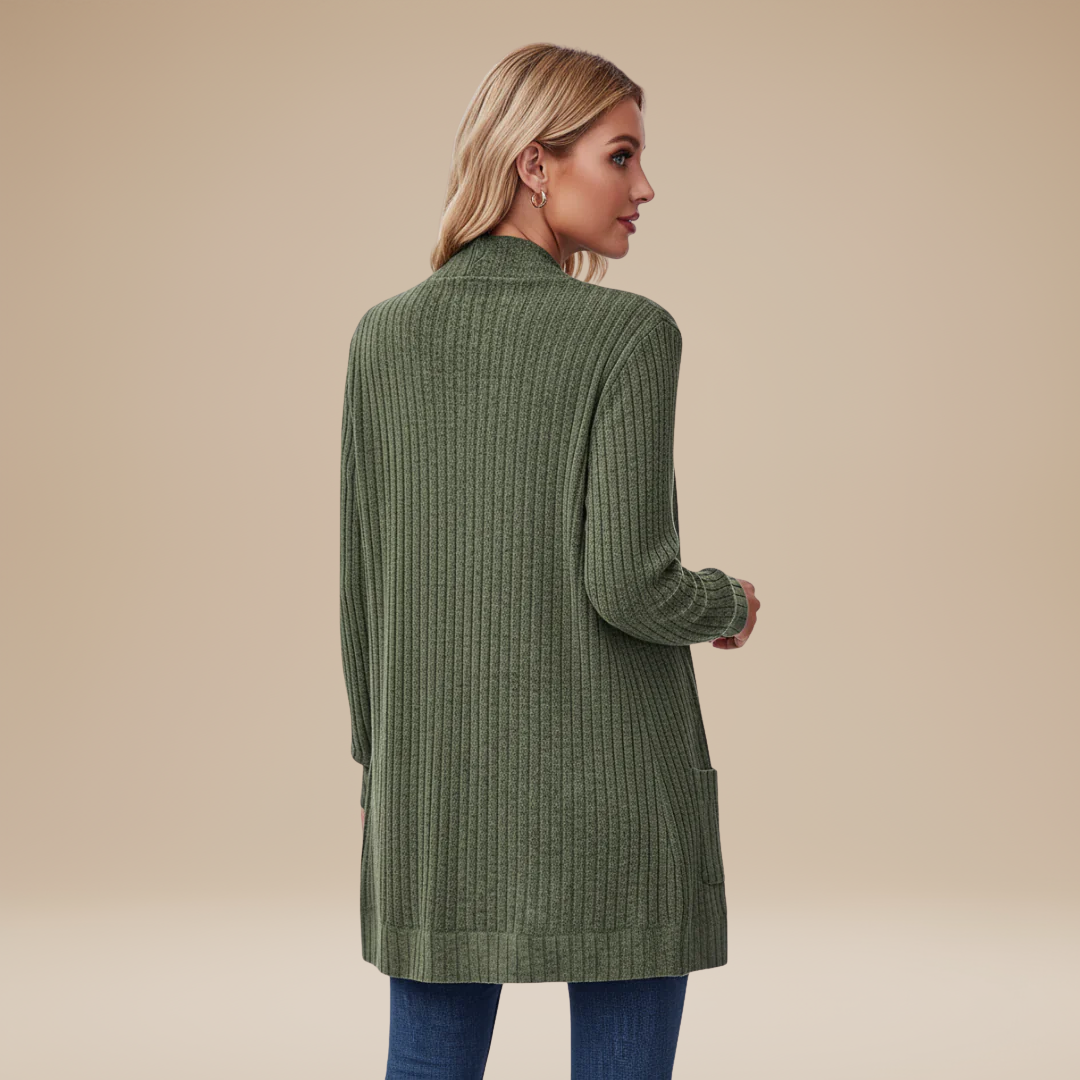 Cecilia | Cardigan Donna a Coste con Tasche