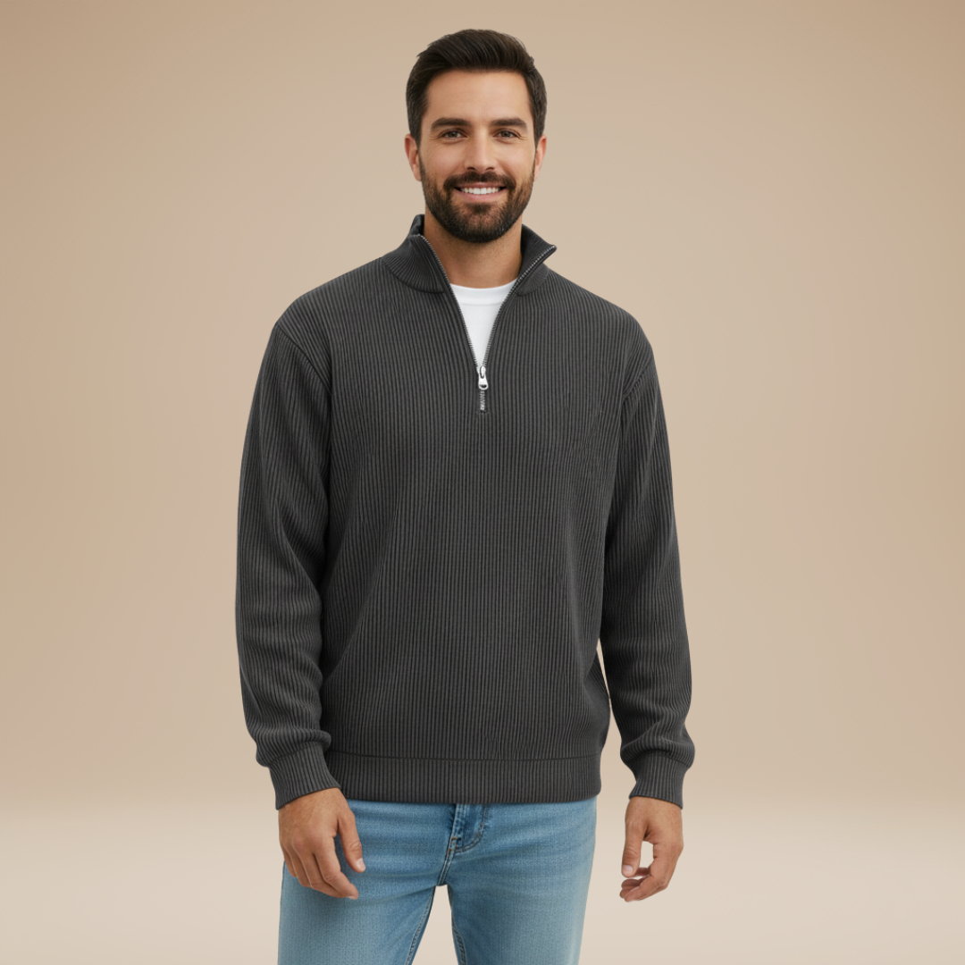 Mirko | Maglia Uomo con Mezza Zip e Trama a Rilievo