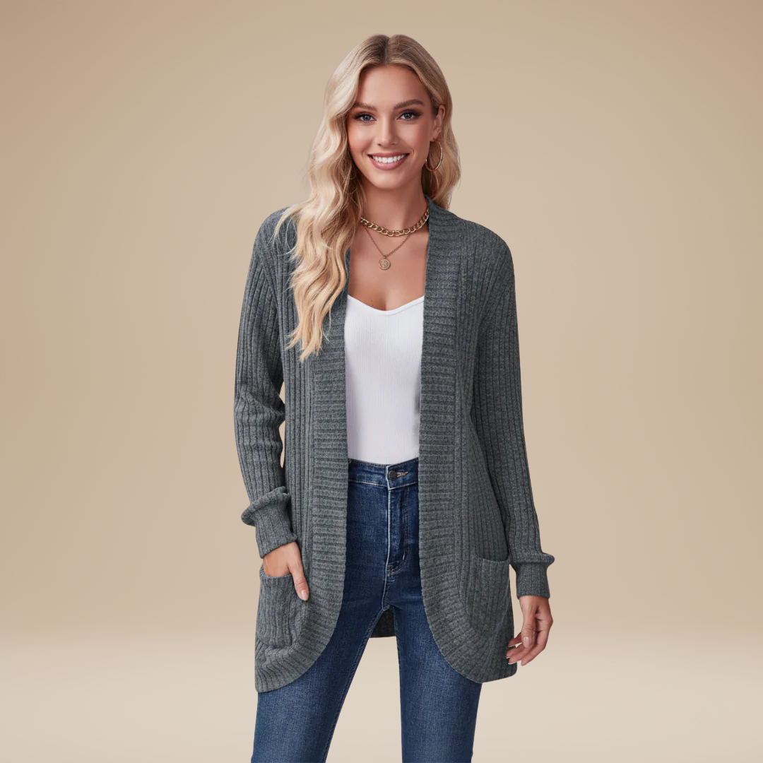 Cecilia | Cardigan Donna a Coste con Tasche