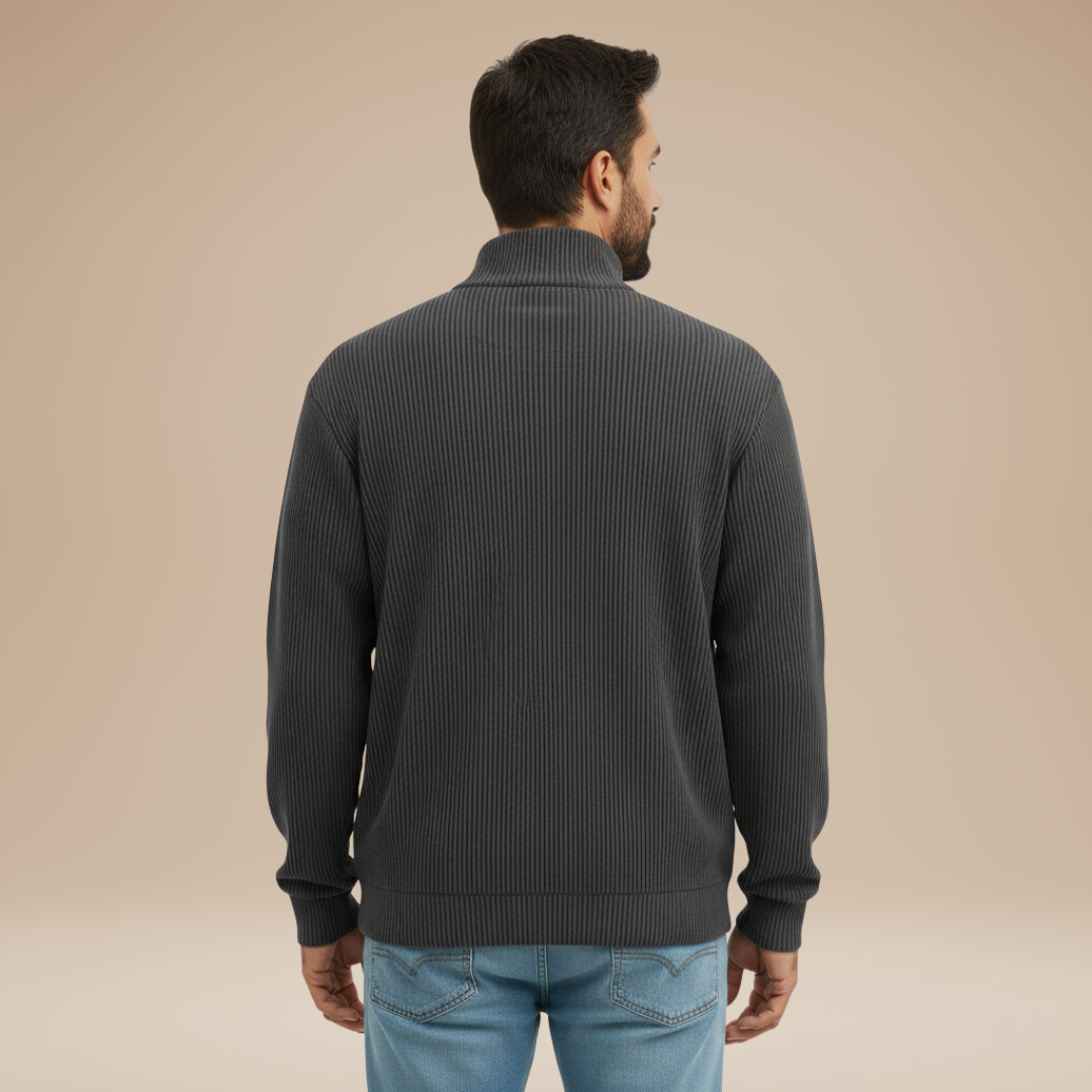 Mirko | Maglia Uomo con Mezza Zip e Trama a Rilievo