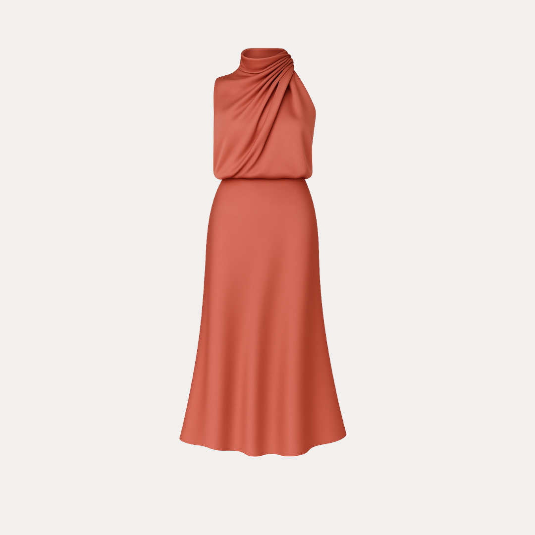 Carlotta | Long Dress with Draped Neckline