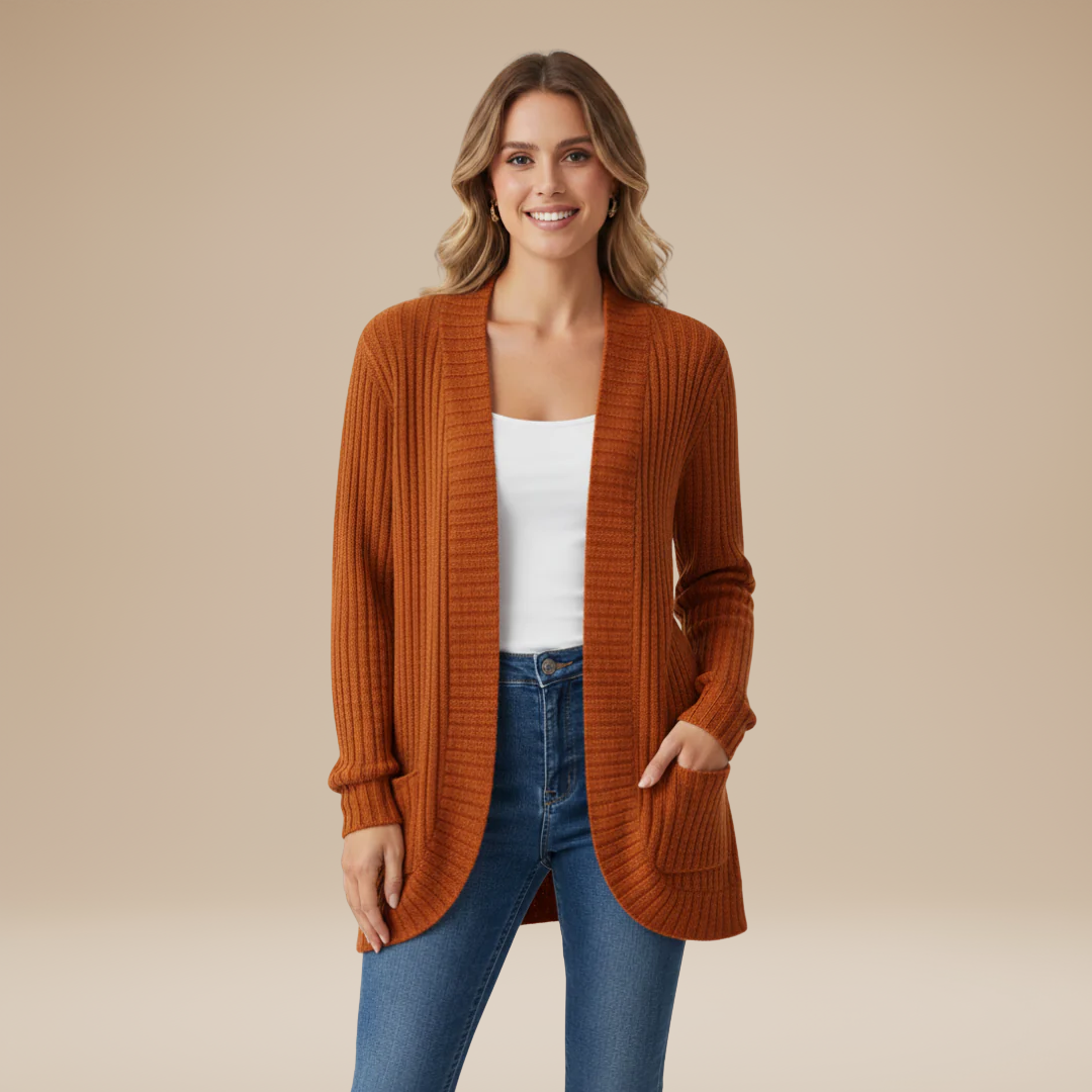 Cecilia | Cardigan Donna a Coste con Tasche
