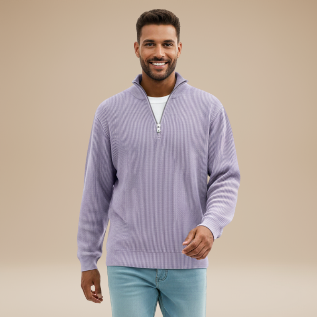 Mirko | Maglia Uomo con Mezza Zip e Trama a Rilievo