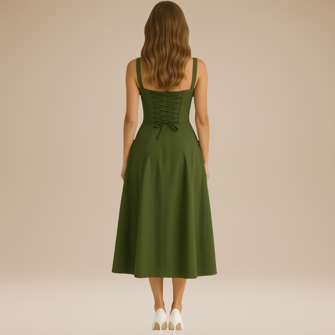 Lorenza | Midi Dress with Structured Bodice