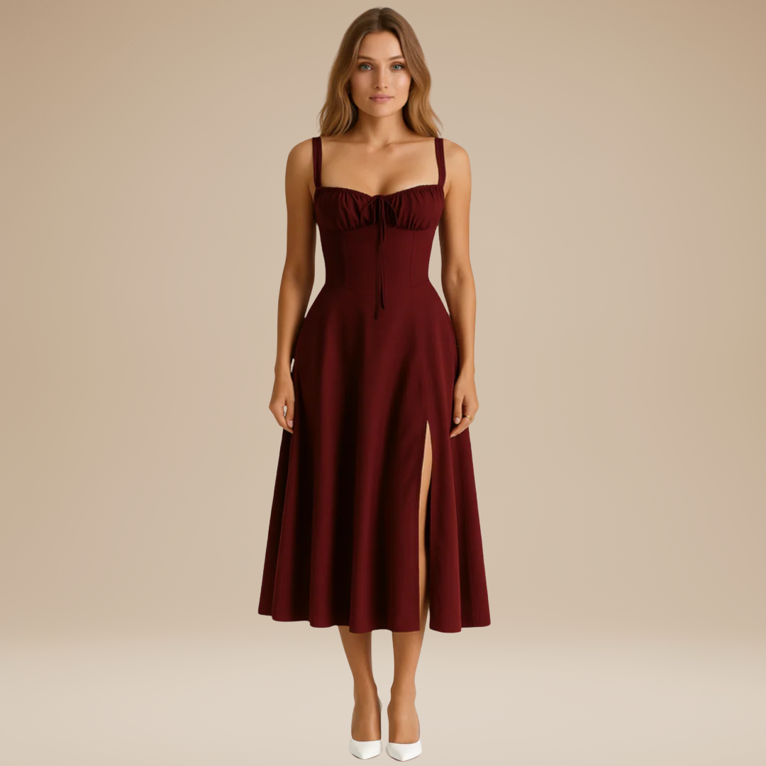 Lorenza | Midi Dress with Structured Bodice