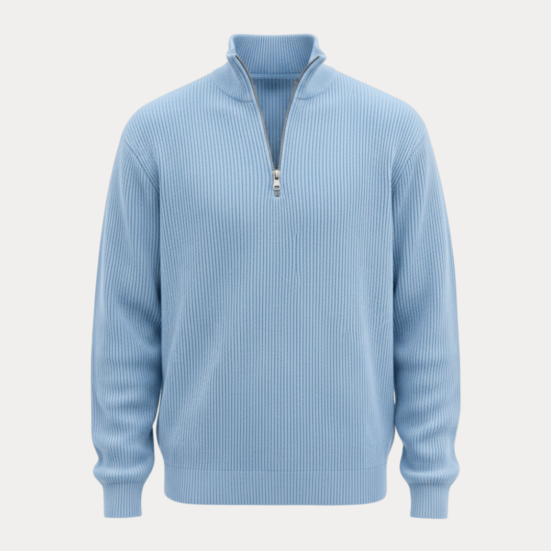 Mirko | Maglia Uomo con Mezza Zip e Trama a Rilievo