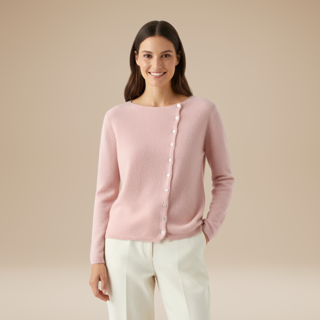 Cardigan Donna in Maglia con Bottoni Asimmetrici