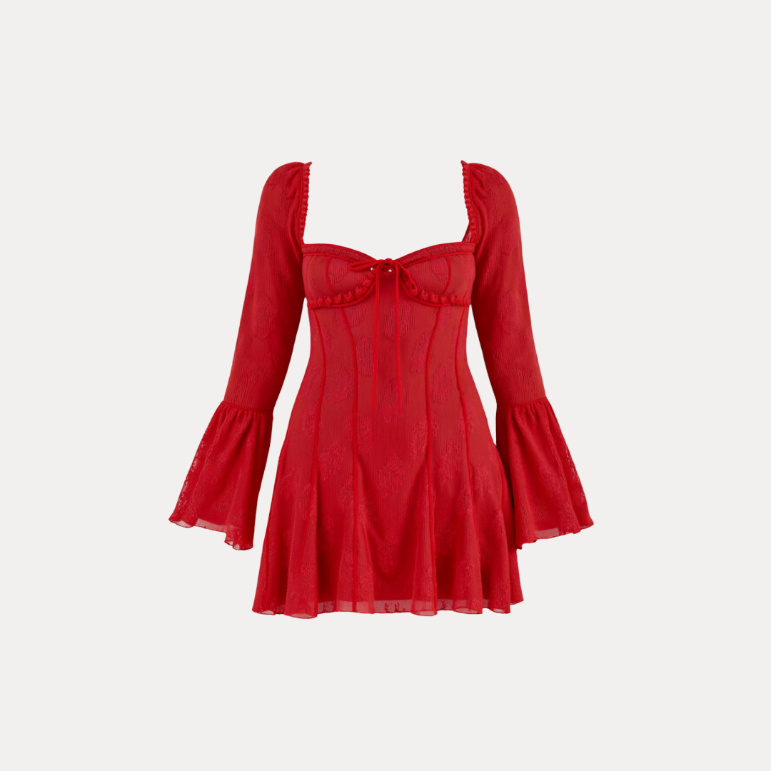 Federica | Short Lace Dress with Bell Sleeves