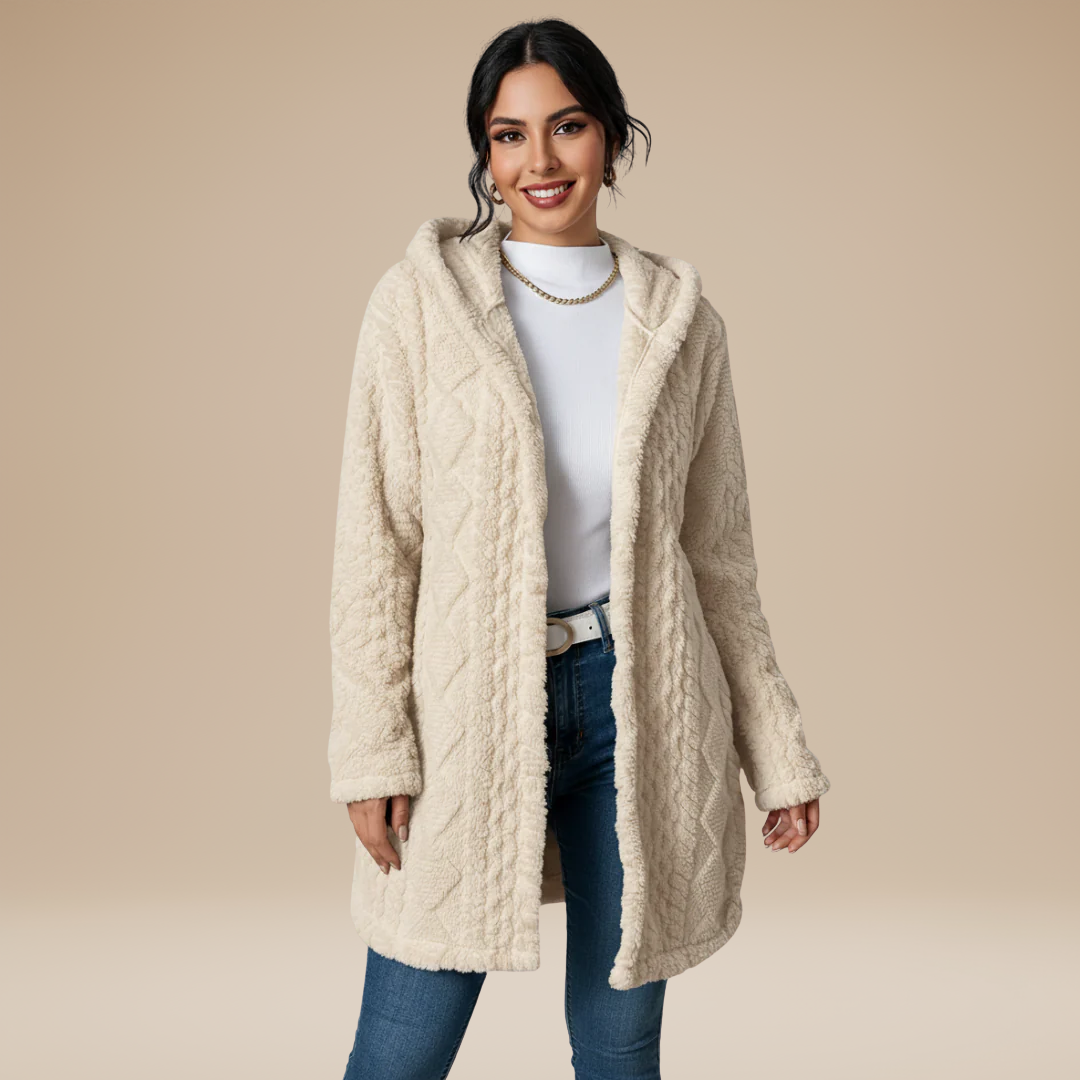 Sofia | Women's Long Soft Coat with Hood