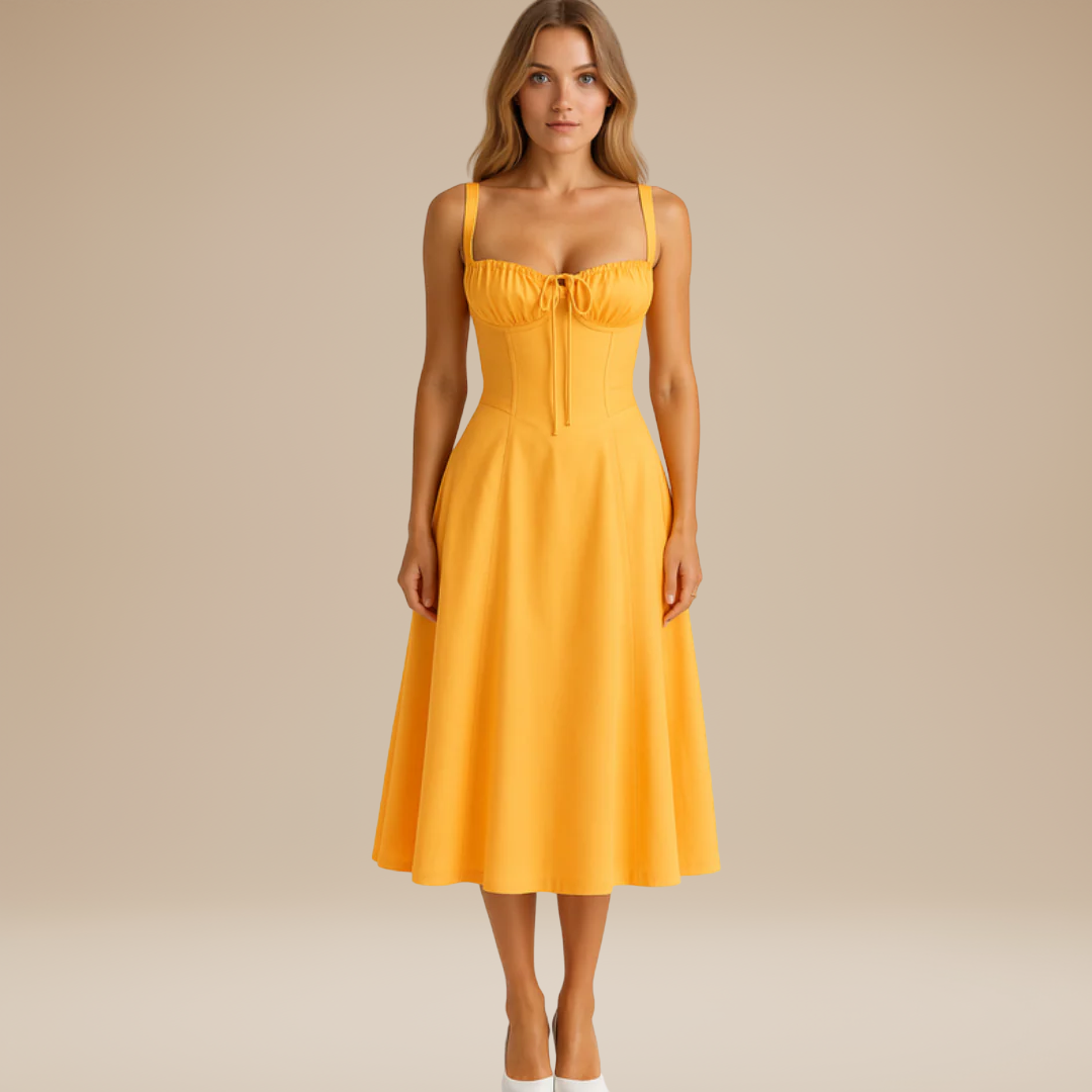 Lorenza | Abito Midi con Corpino Strutturato