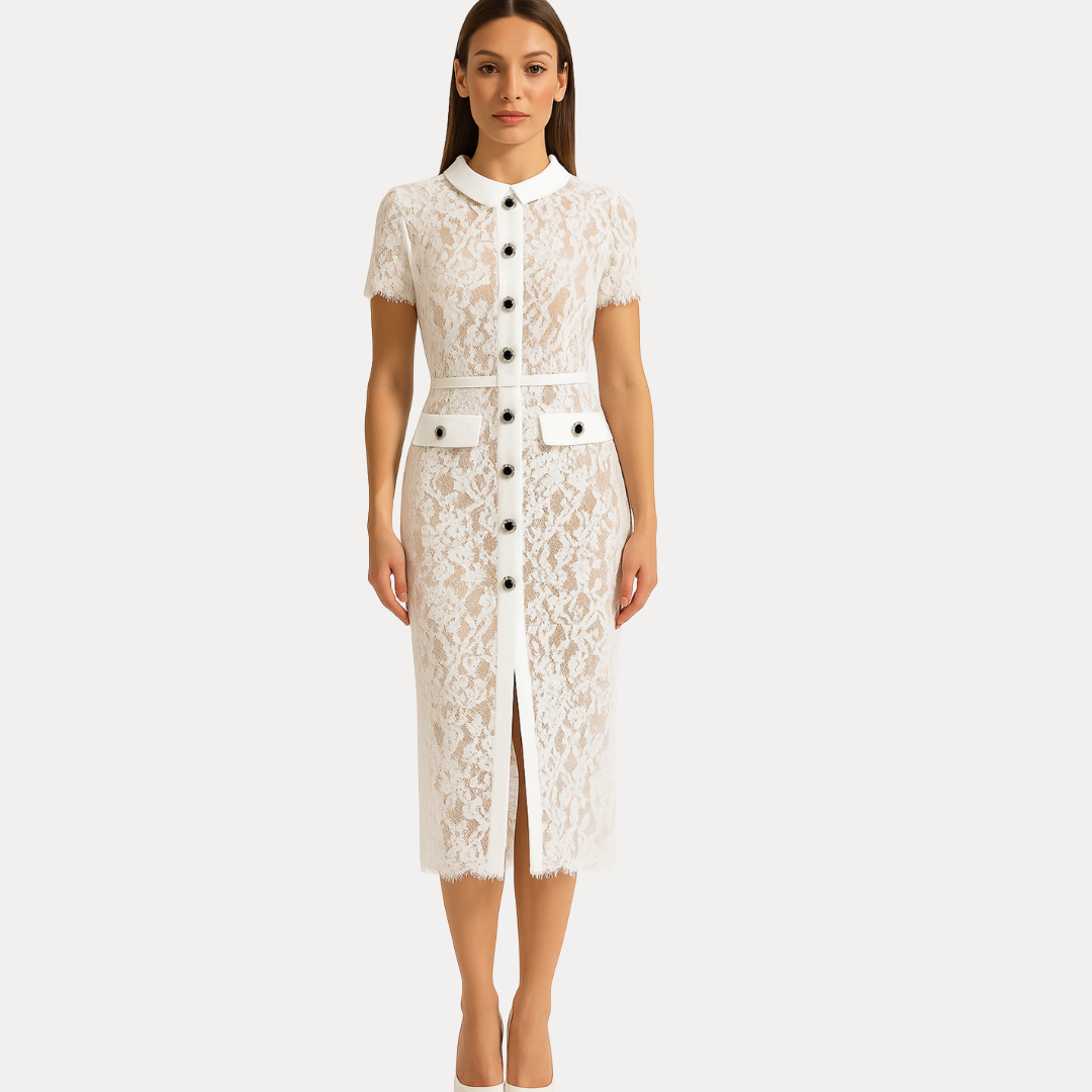 Caterina | Abito Camicia in Pizzo Elegante
