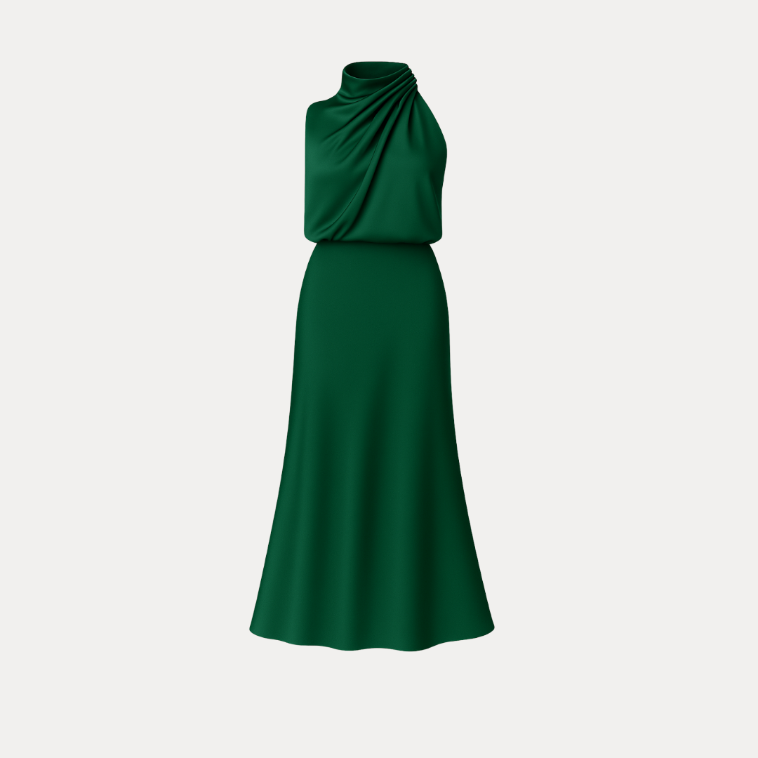 Carlotta | Long Dress with Draped Neckline
