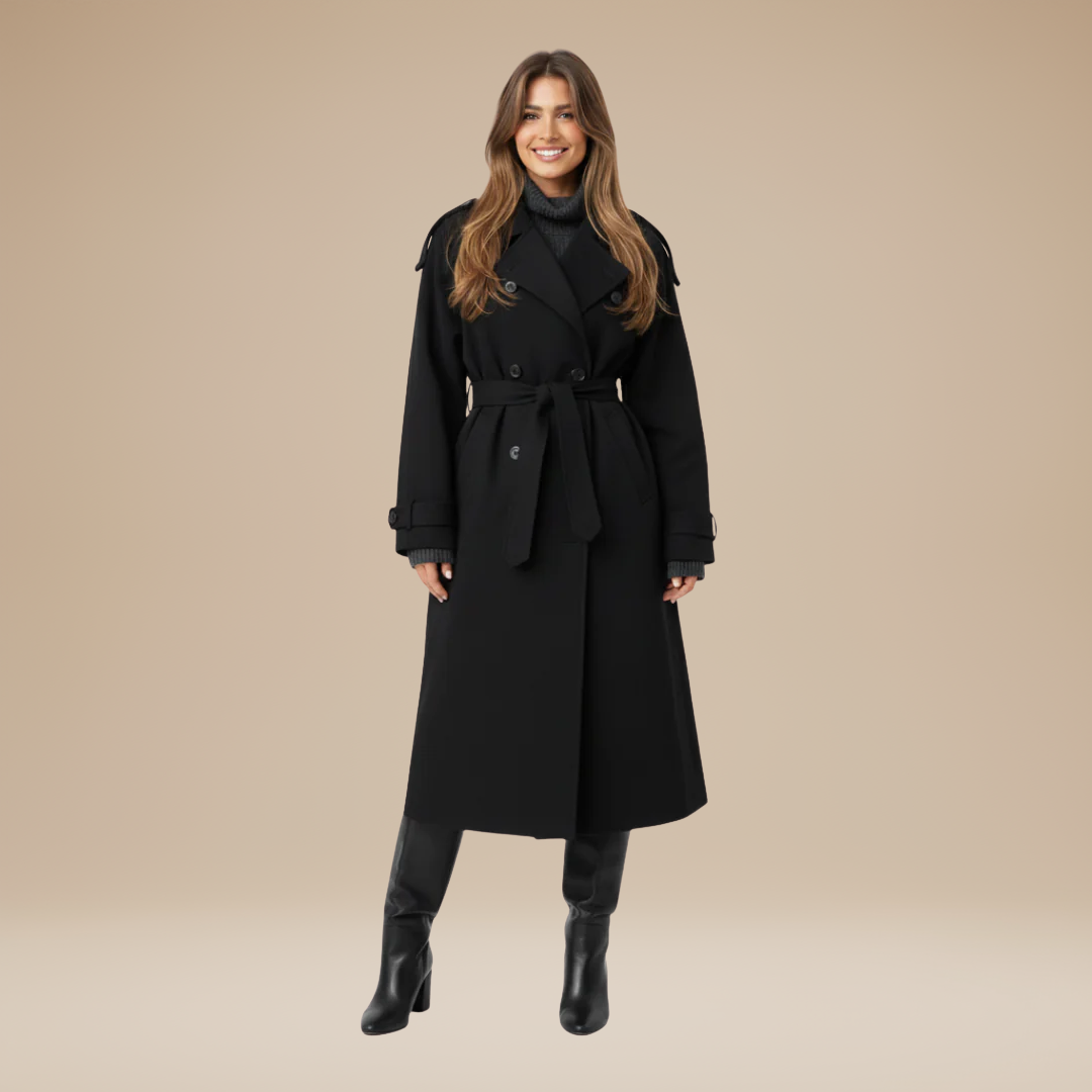 Renata | Women's Long Trench Coat with Elegant Belt