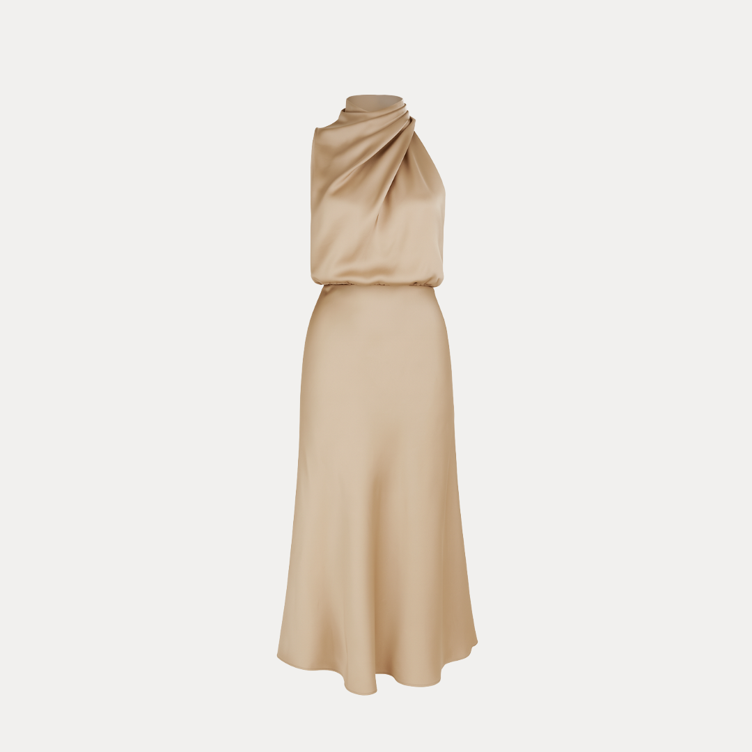 Carlotta | Long Dress with Draped Neckline