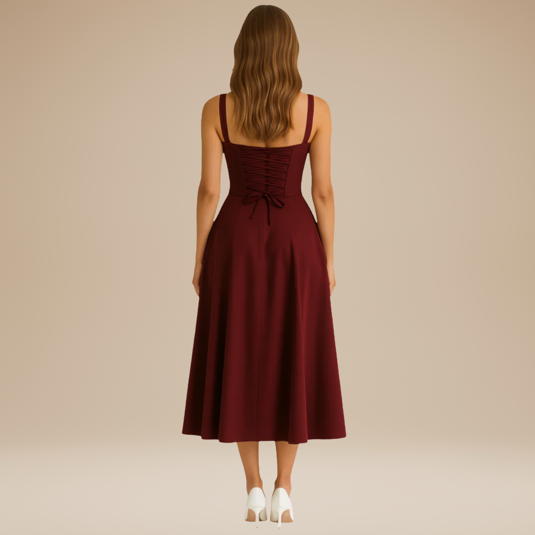 Lorenza | Midi Dress with Structured Bodice