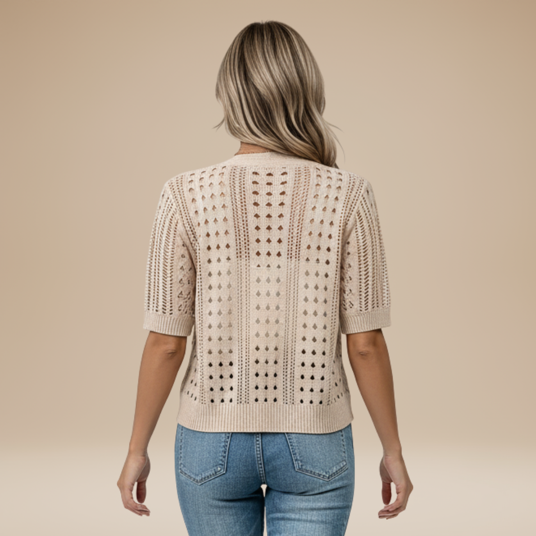 Gaia | Cardigan Donna Corto con Lavorazione Traforata