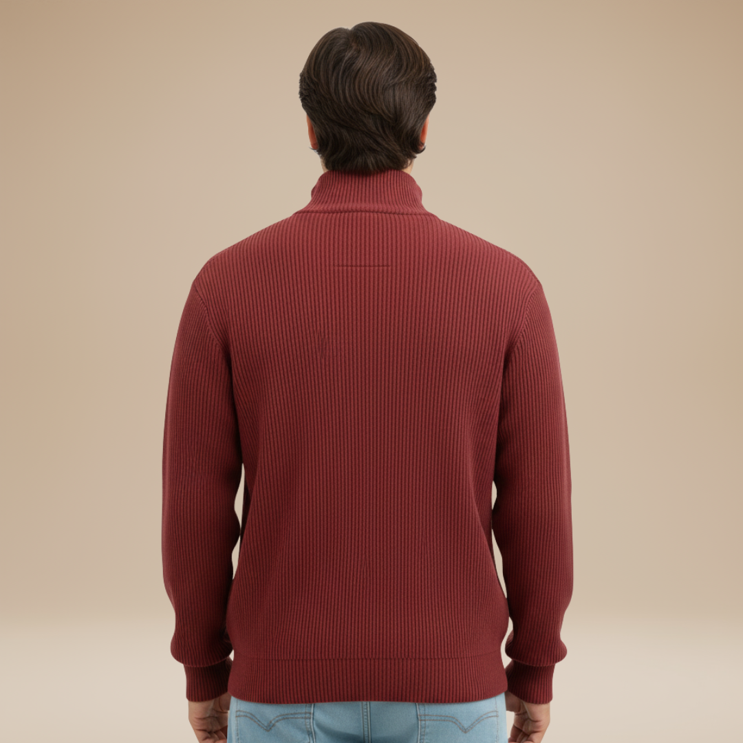 Mirko | Maglia Uomo con Mezza Zip e Trama a Rilievo