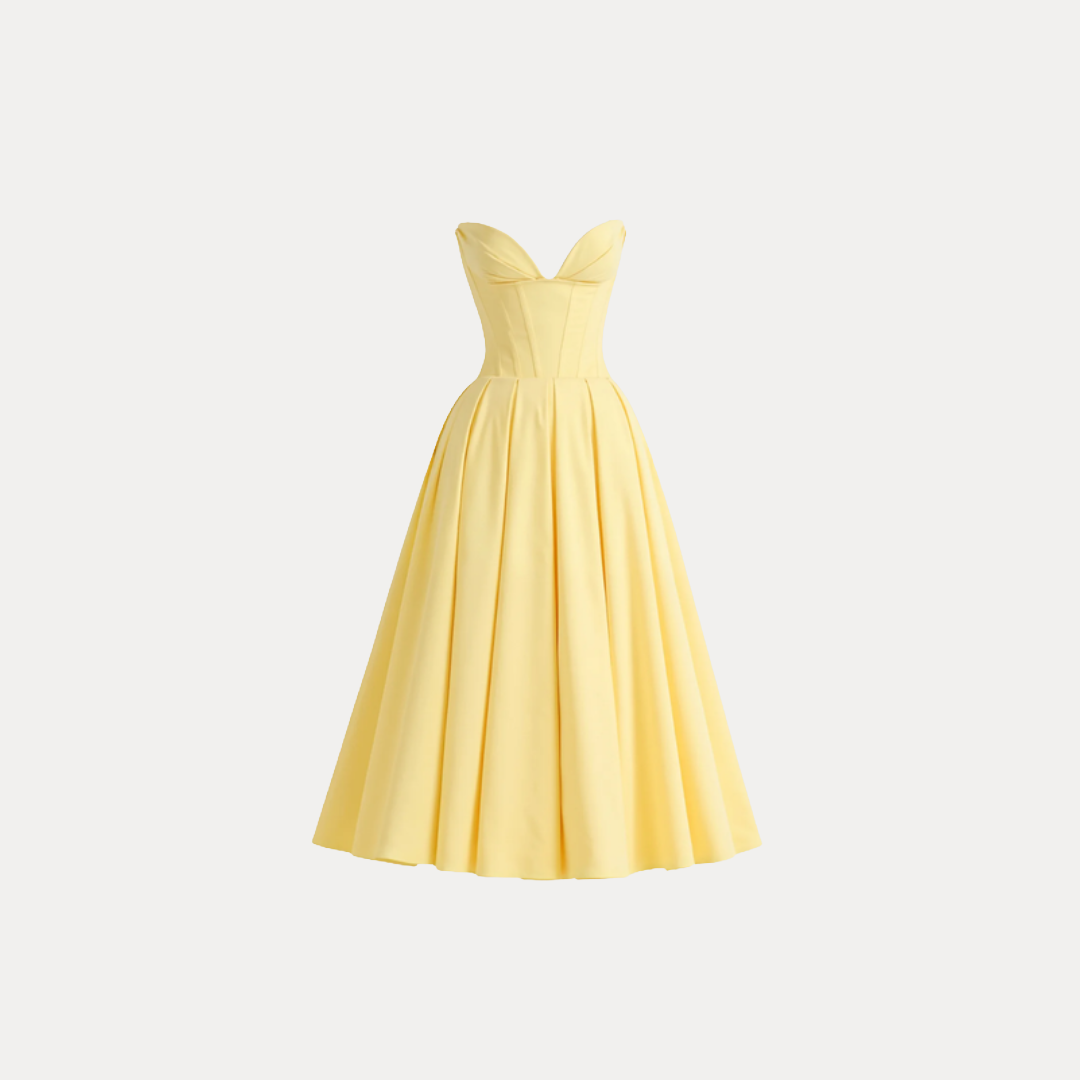Rebecca | Abito Midi con Corsetto e Gonna a Ruota