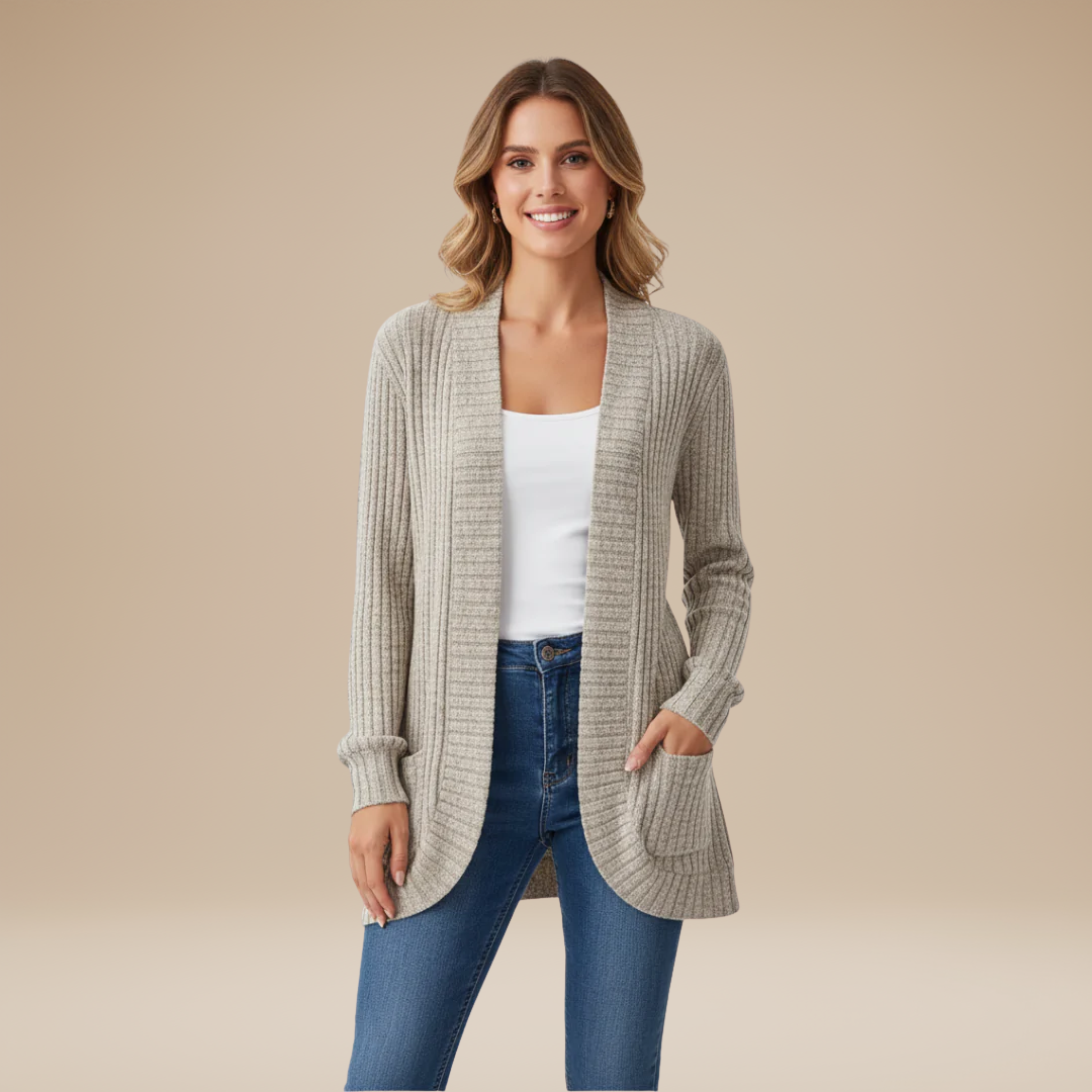 Cecilia | Cardigan Donna a Coste con Tasche