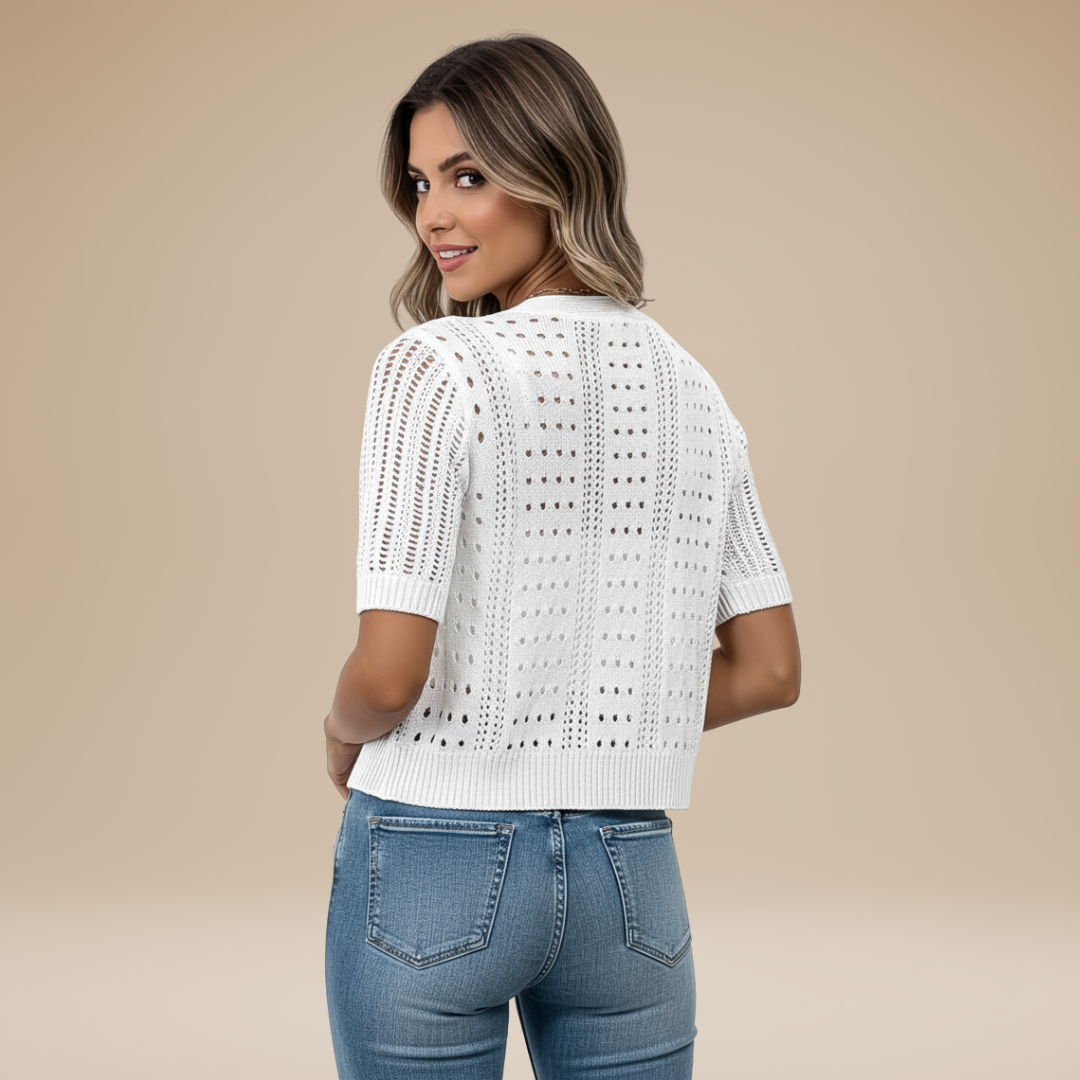 Gaia | Cardigan Donna Corto con Lavorazione Traforata