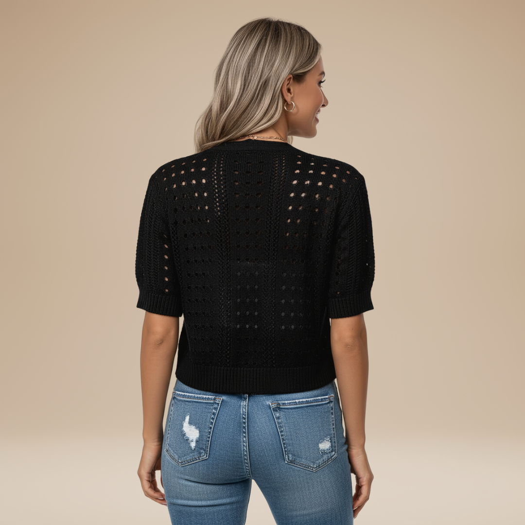 Gaia | Cardigan Donna Corto con Lavorazione Traforata