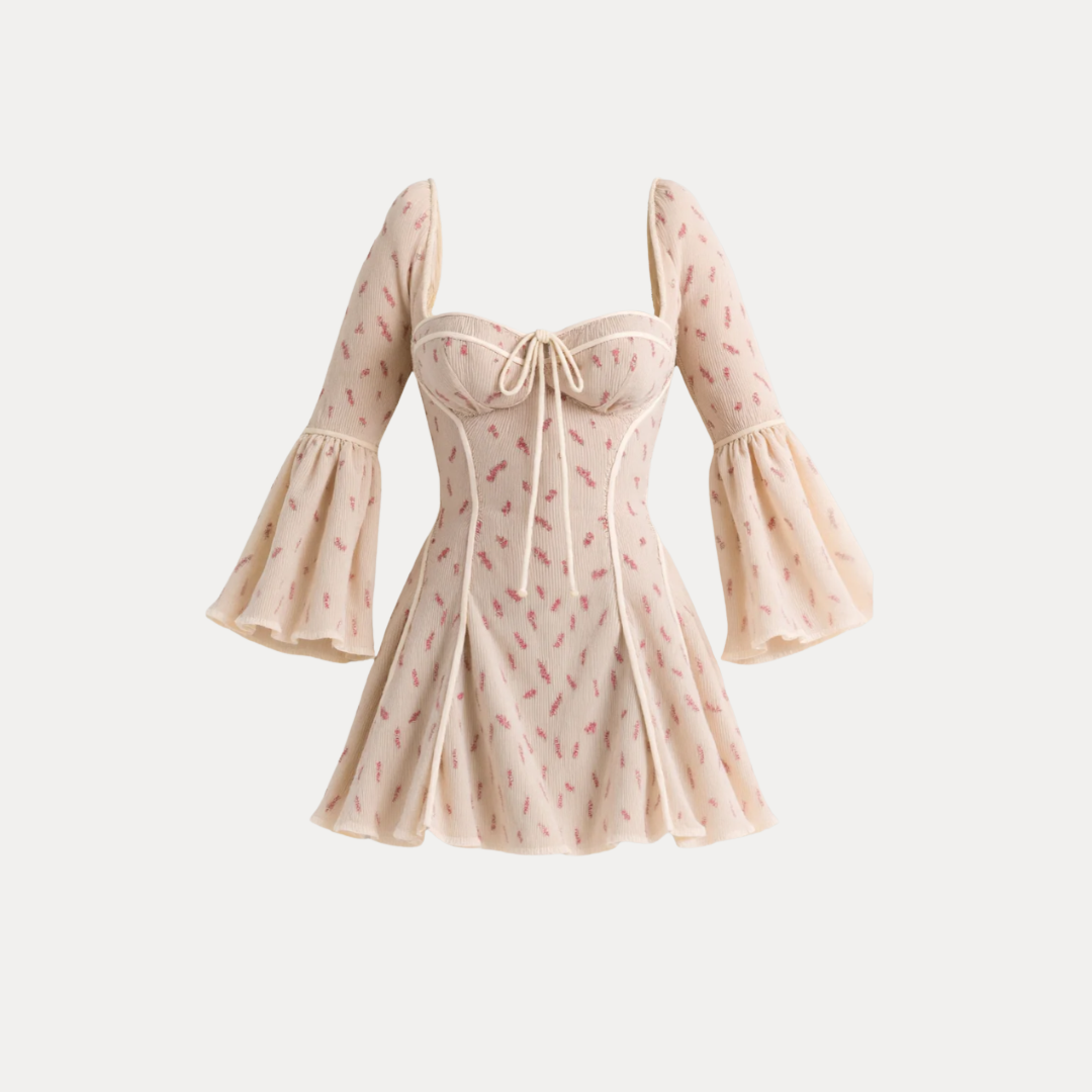 Federica | Short Lace Dress with Bell Sleeves