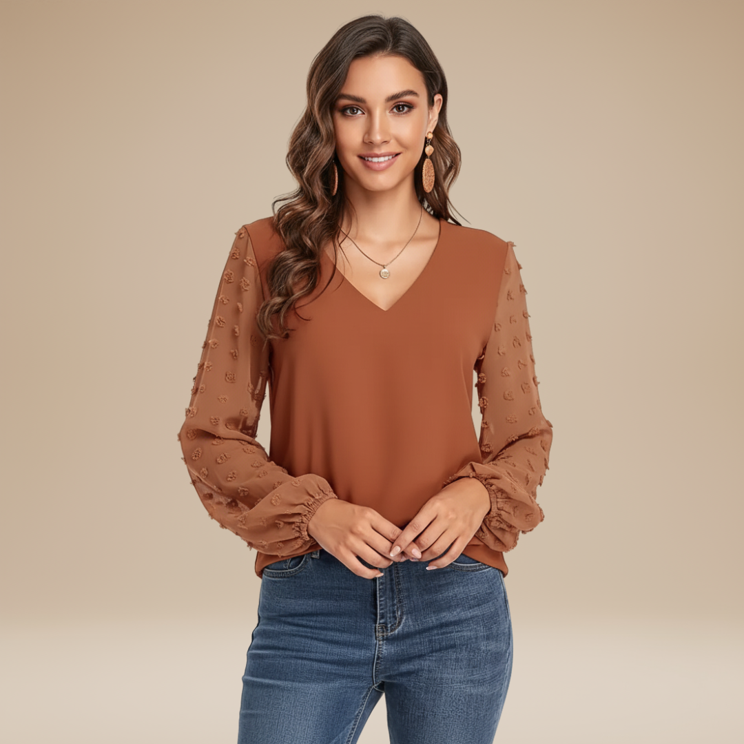 Rosalia | Blusa Donna con Maniche Testurizzate Elegante