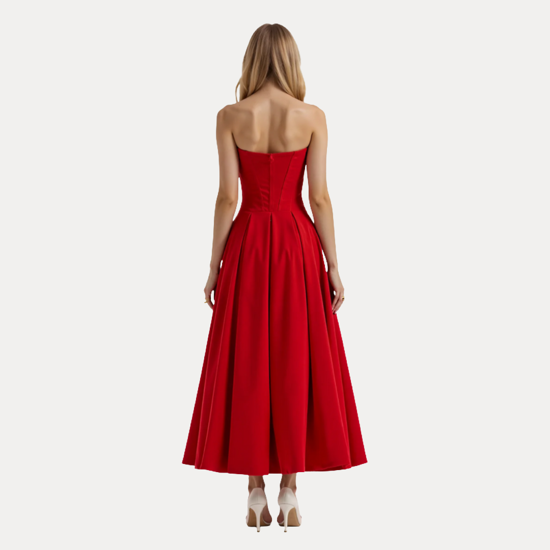 Rebecca | Abito Midi con Corsetto e Gonna a Ruota