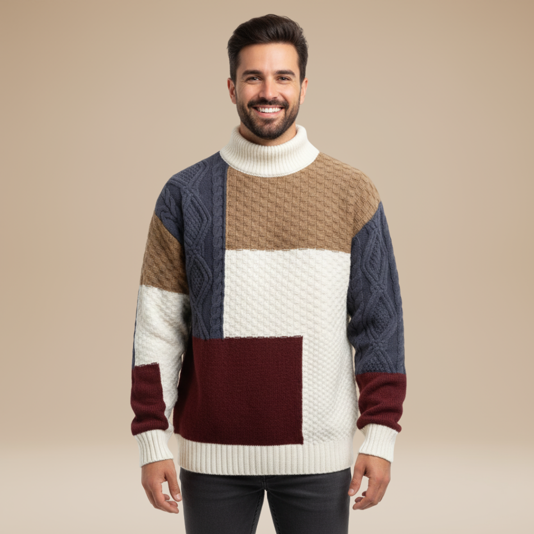 Riccardo | Maglione Uomo con Design Patchwork Moderno