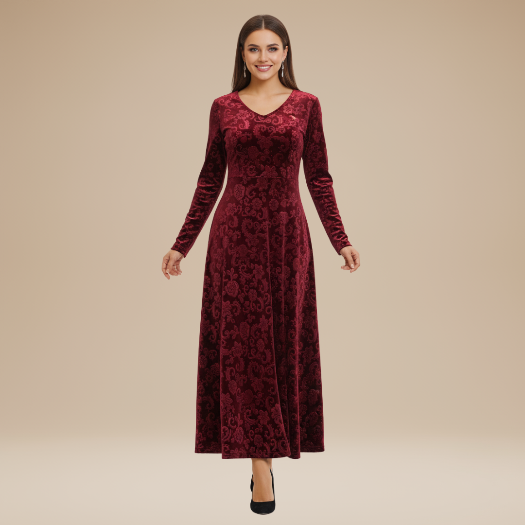 Valeria | Abito Velluto Jacquard Donna Stile Regale