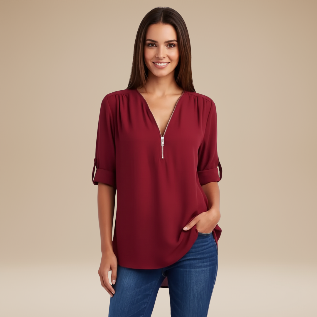 Elisa | Blusa Donna con Zip Frontale Moderna