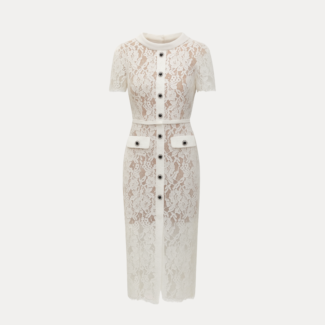 Caterina | Abito Camicia in Pizzo Elegante