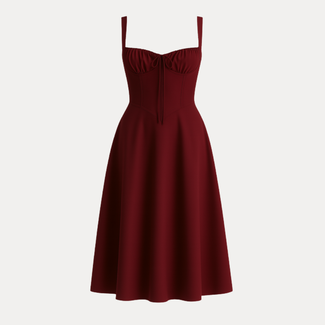 Lorenza | Midi Dress with Structured Bodice