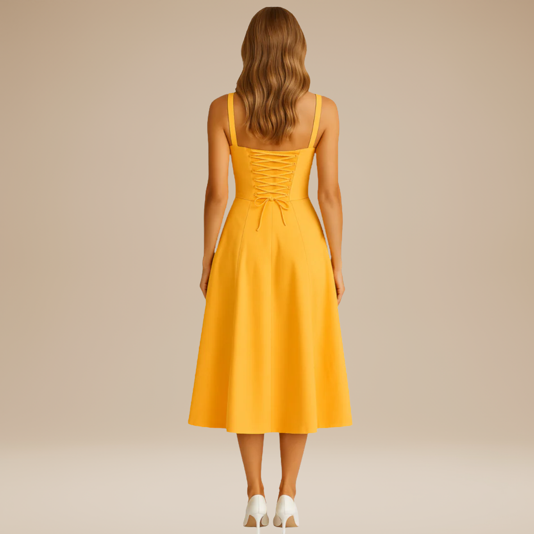 Lorenza | Midi Dress with Structured Bodice