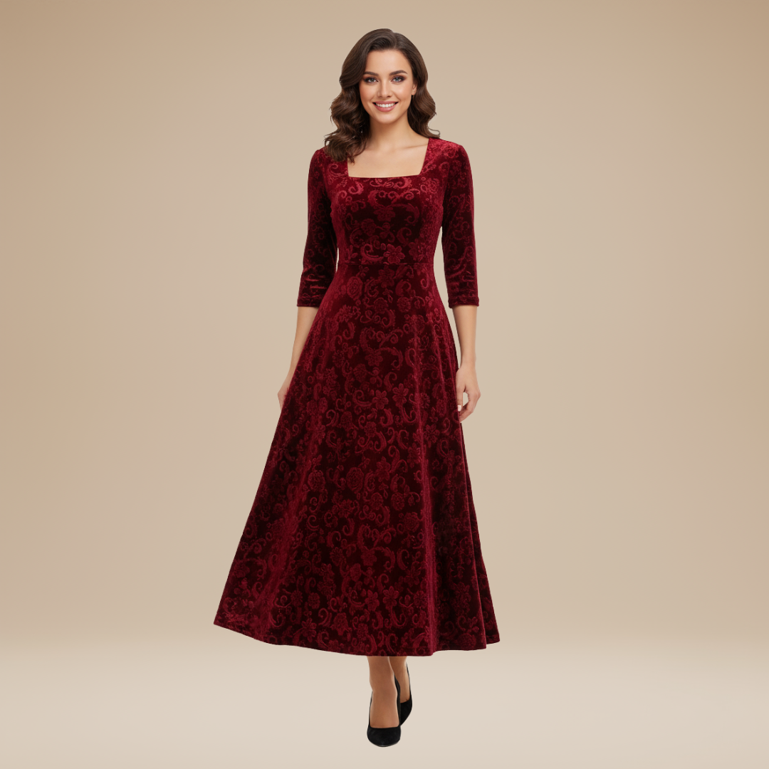 Valeria | Abito Velluto Jacquard Donna Stile Regale