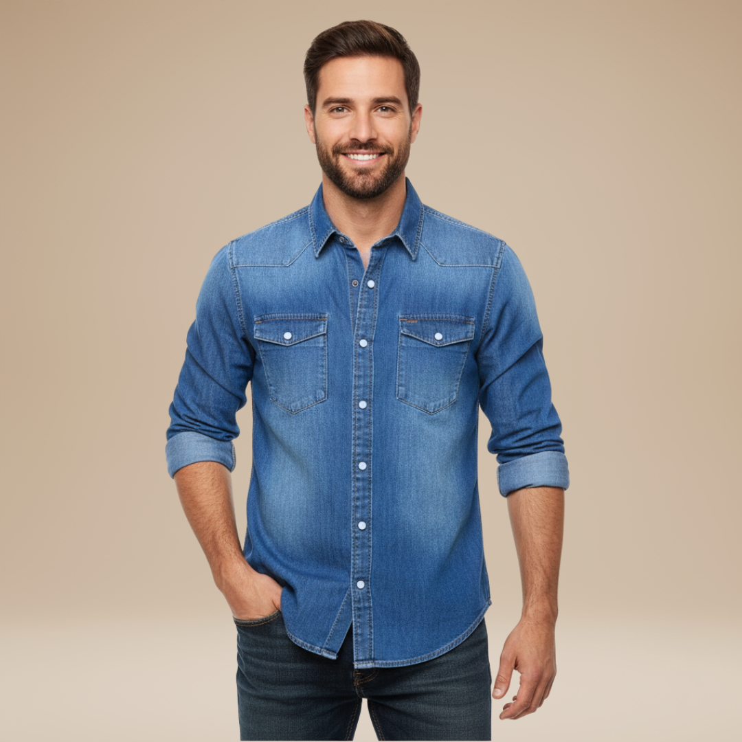 aaArden | Camicia Uomo Casual in Denim Leggera