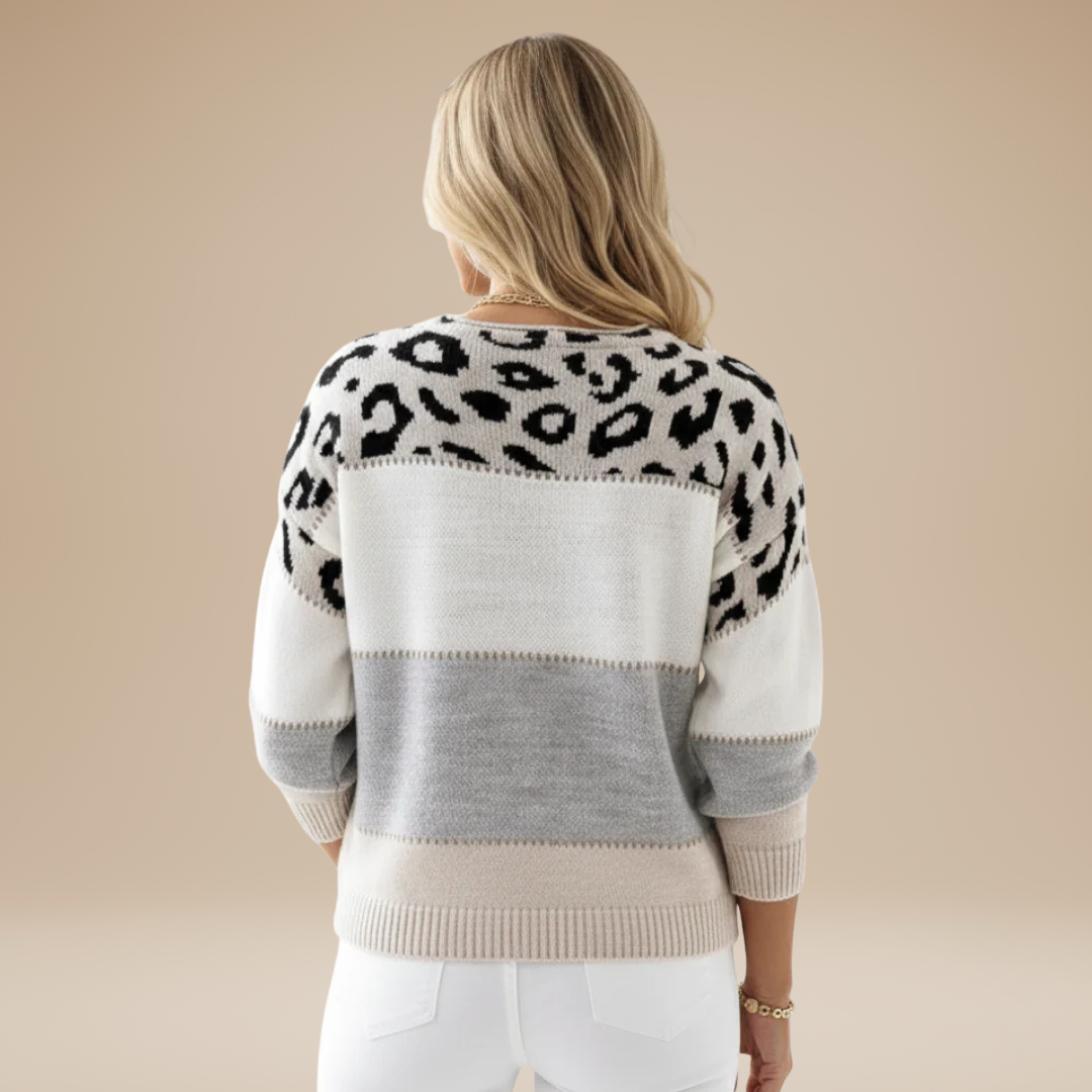 Alessia | Women's Leopard Color Block Sweater
