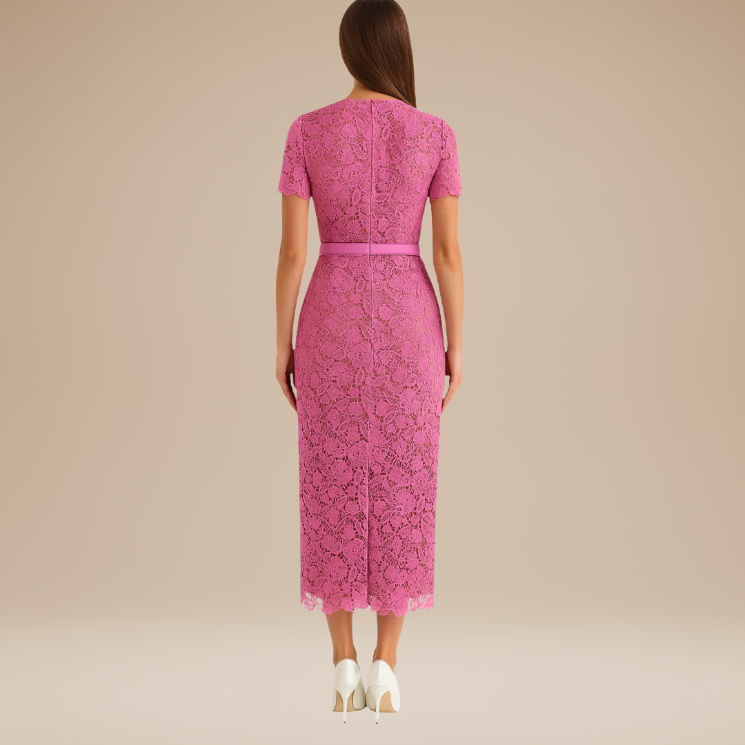 Sabina | Midi Lace Dress with Buttons
